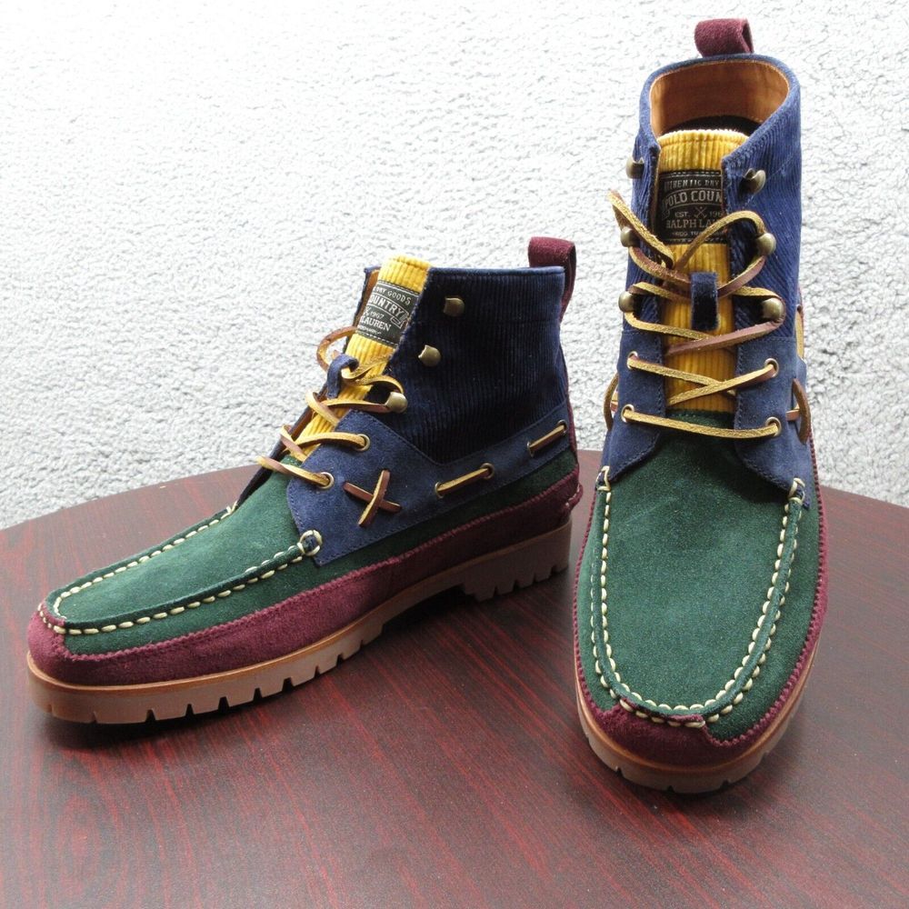 Polo Country Ralph Lauren Ranger Mid Boots Mens 11 Color Block Suede